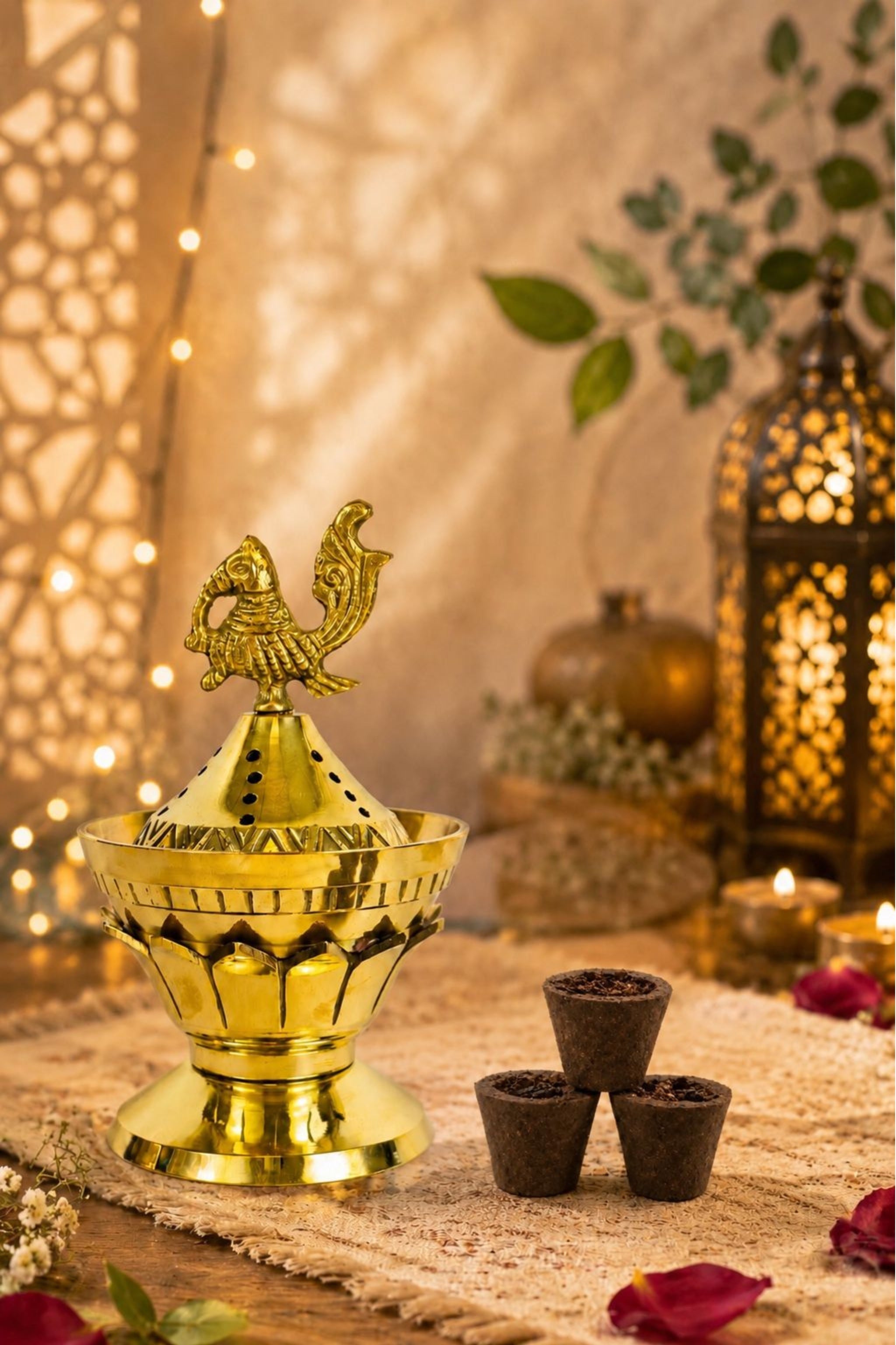 Brass Loban Incense Burner | Peacock Design Dhoop Dani Dhuni Sambrani Bakhoor Burner | Decorative Incense Holder for Home & Temple
