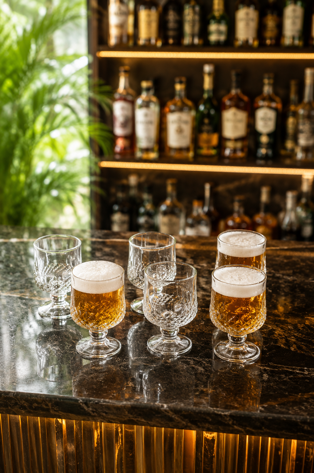 Premium Designer Shot Glass Set with Resin Serving Tray | 6 Crystal Clear Heavy Base Shot Glasses for Whiskey, Vodka, Tequila, Rum, Liqueur & Espresso Shots | Elegant Barware Gift Set for Home Bar