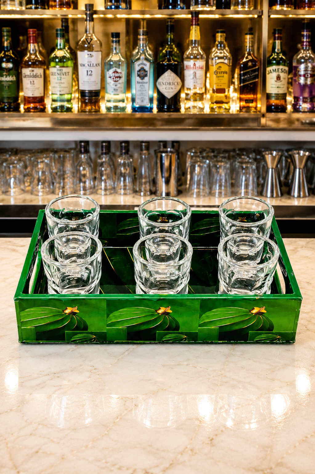 Skull Shot Glass Set Of 6 With MDF Resin Tray | 50ml Clear Skull Design Glasses For Vodka, Whiskey, Tequila & Cocktails | Barware Set For Parties & Gifting
