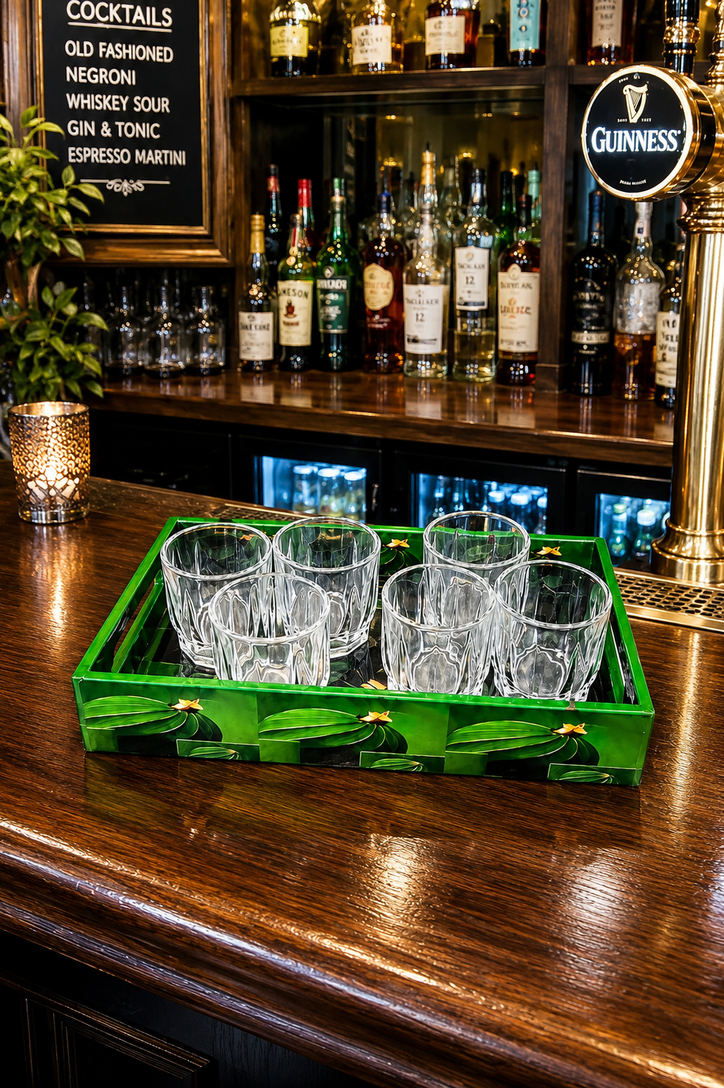 Premium Shot Glass Set with Decorative Storage Tray | 6 Heavy Base Shot Glasses for Whiskey, Tequila, Vodka, Rum & Espresso Shots | Crystal Clear Glass Drinkware Gift Set for Home Bar & Parties