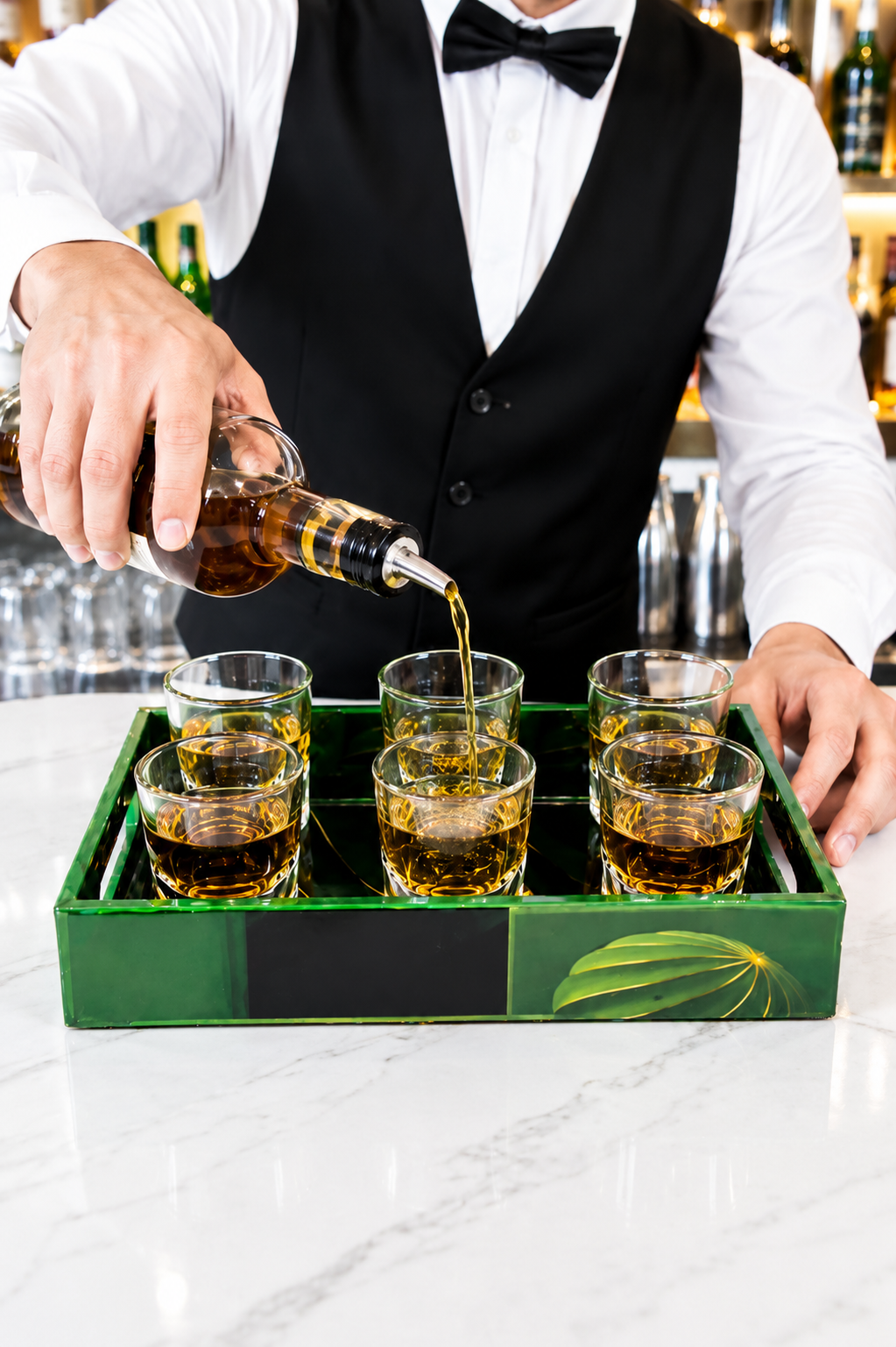 Skull Shot Glass Set Of 6 With MDF Resin Tray | 50ml Clear Skull Design Glasses For Vodka, Whiskey, Tequila & Cocktails | Barware Set For Parties & Gifting