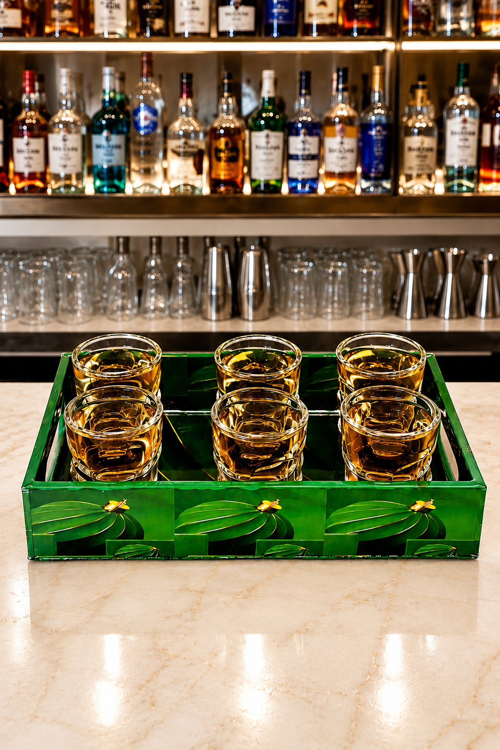 Skull Shot Glass Set Of 6 With MDF Resin Tray | 50ml Clear Skull Design Glasses For Vodka, Whiskey, Tequila & Cocktails | Barware Set For Parties & Gifting
