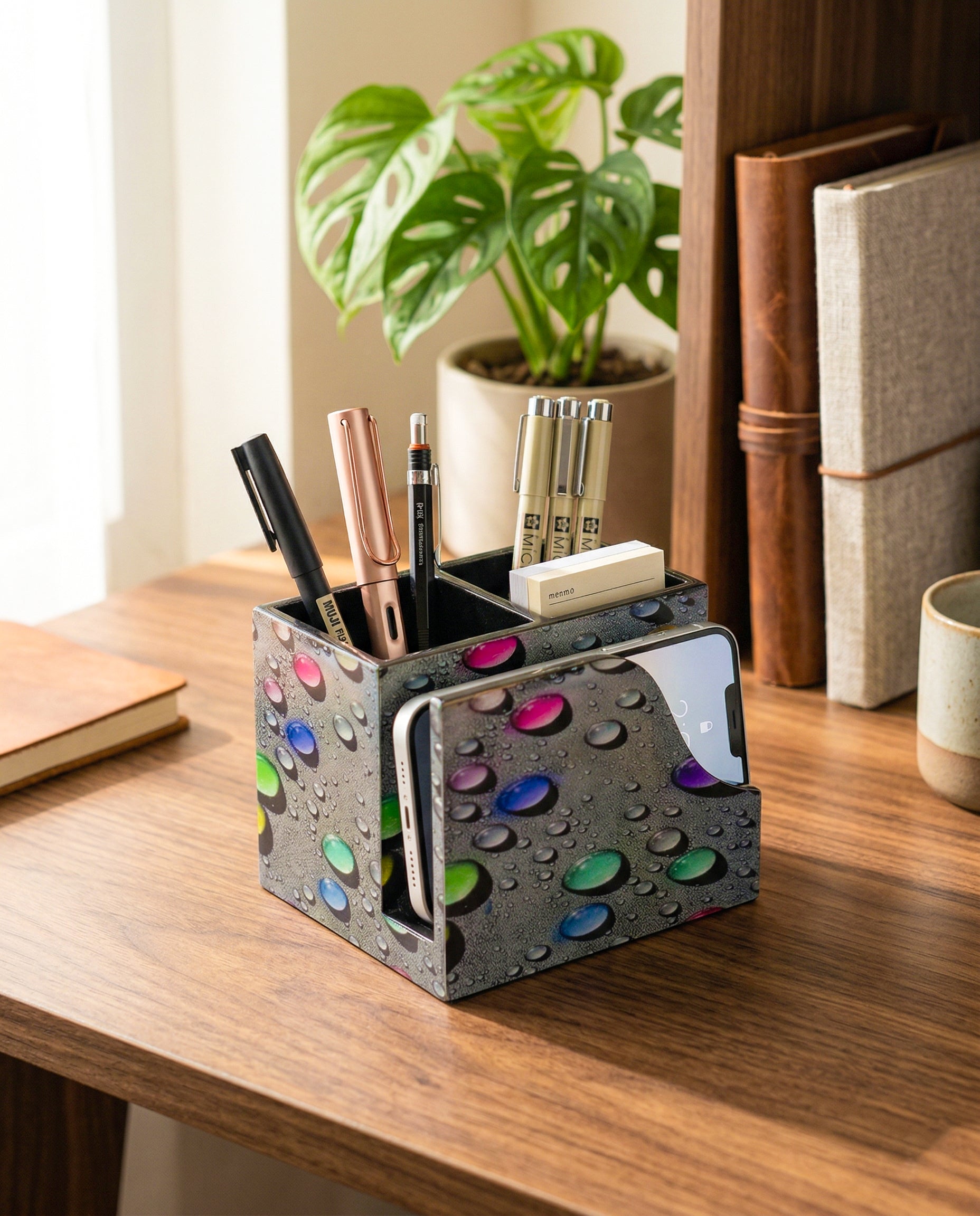 Premium MDF Cutlery & Napkin Holder | Designer Bubble Printed Wooden Organizer with Dual Compartments | Spoon, Fork, Knife & Tissue Stand for Dining Table, Kitchen & Home Décor