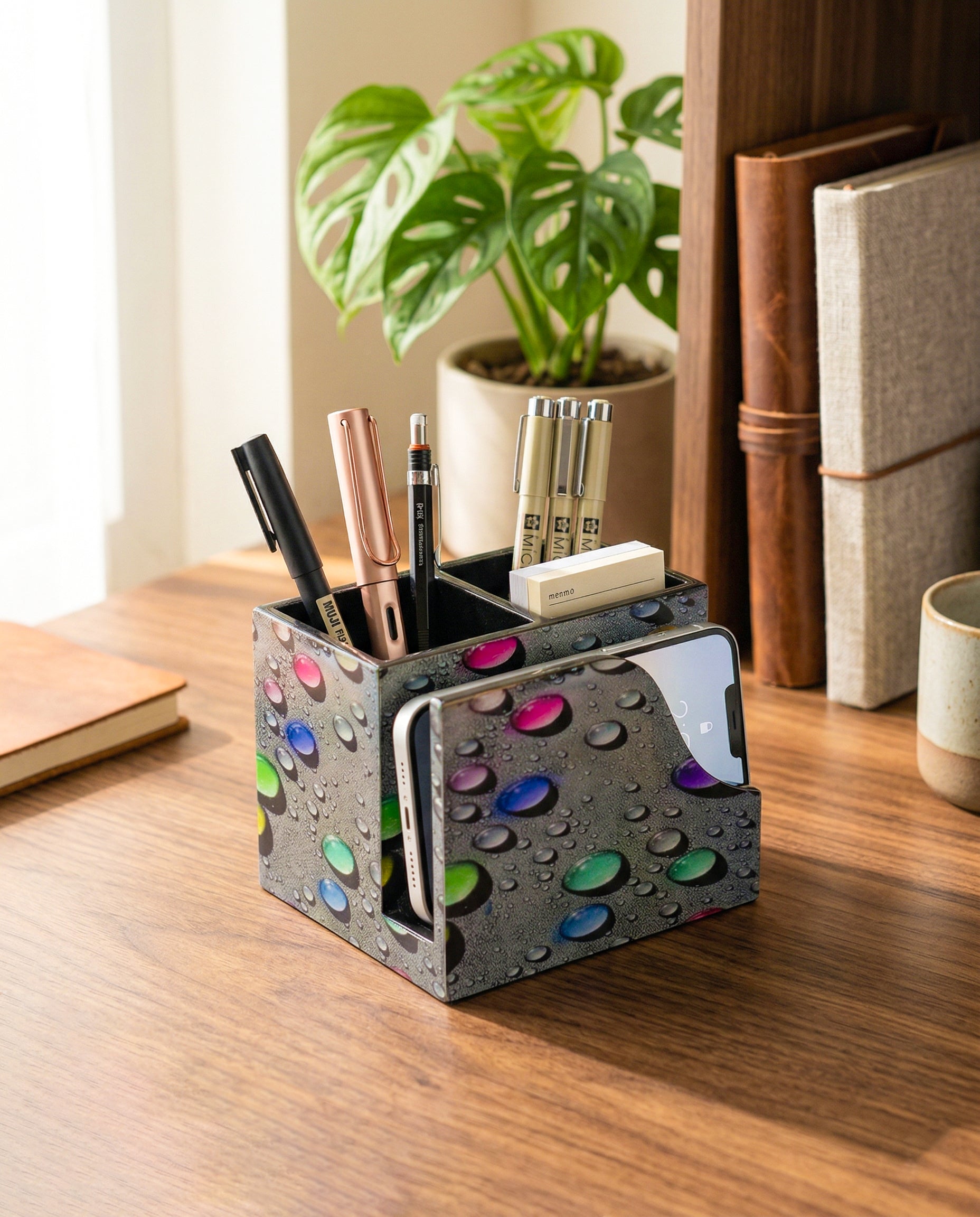 Premium MDF Cutlery & Napkin Holder | Designer Bubble Printed Wooden Organizer with Dual Compartments | Spoon, Fork, Knife & Tissue Stand for Dining Table, Kitchen & Home Décor