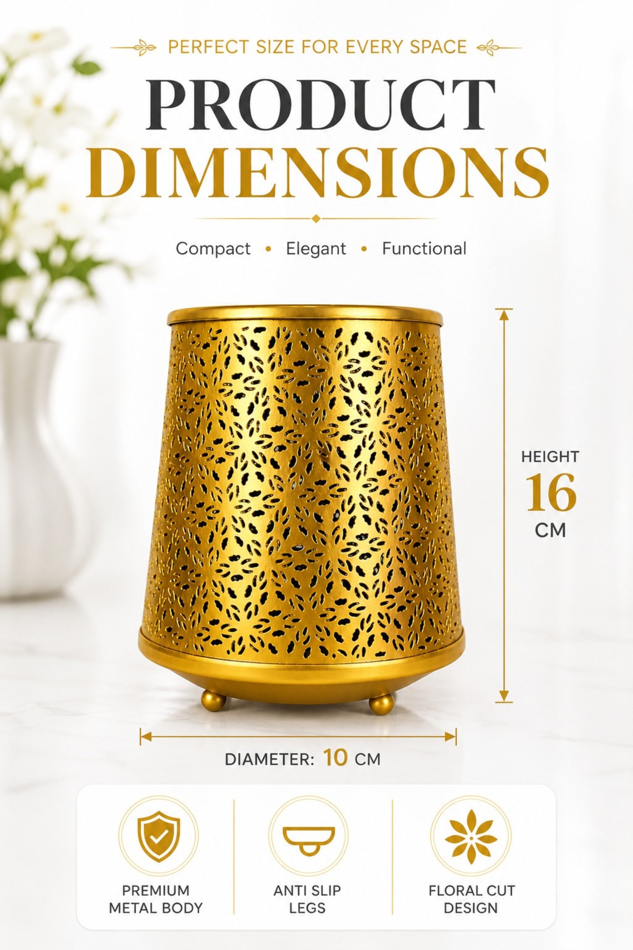 Metal Electric Aroma Diffuser Burner | Moroccan Cutwork Bulb Heat Oil Warmer Lamp | Fragrance Diffuser for Home, Office, Spa & Meditation | Free 10 ml Aroma Oil Included
