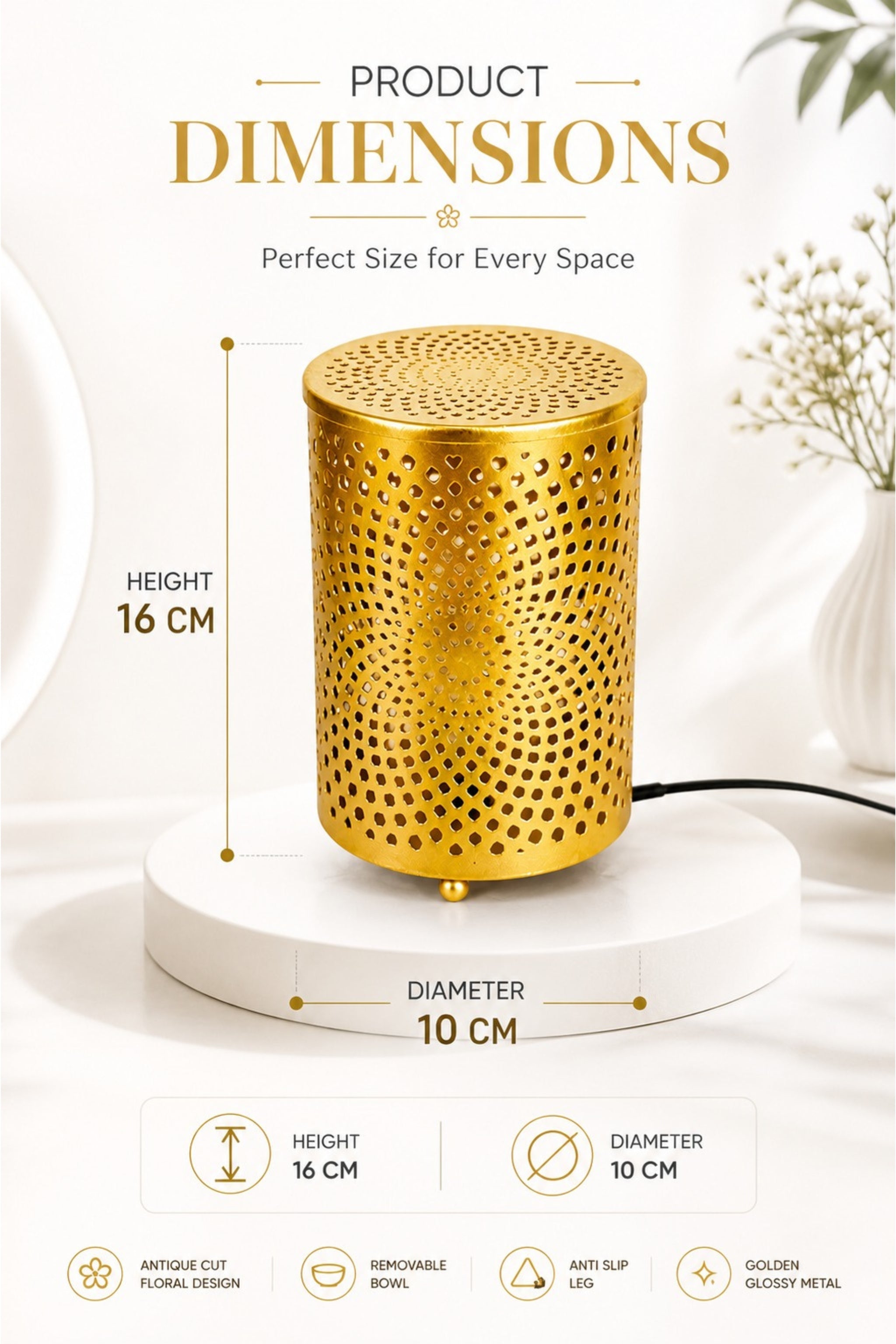 Modern Spiral Light Projection Electric Diffuser Lamp | Metal Aroma Burner with Warm Ambient Glow for Home Décor & Relaxation