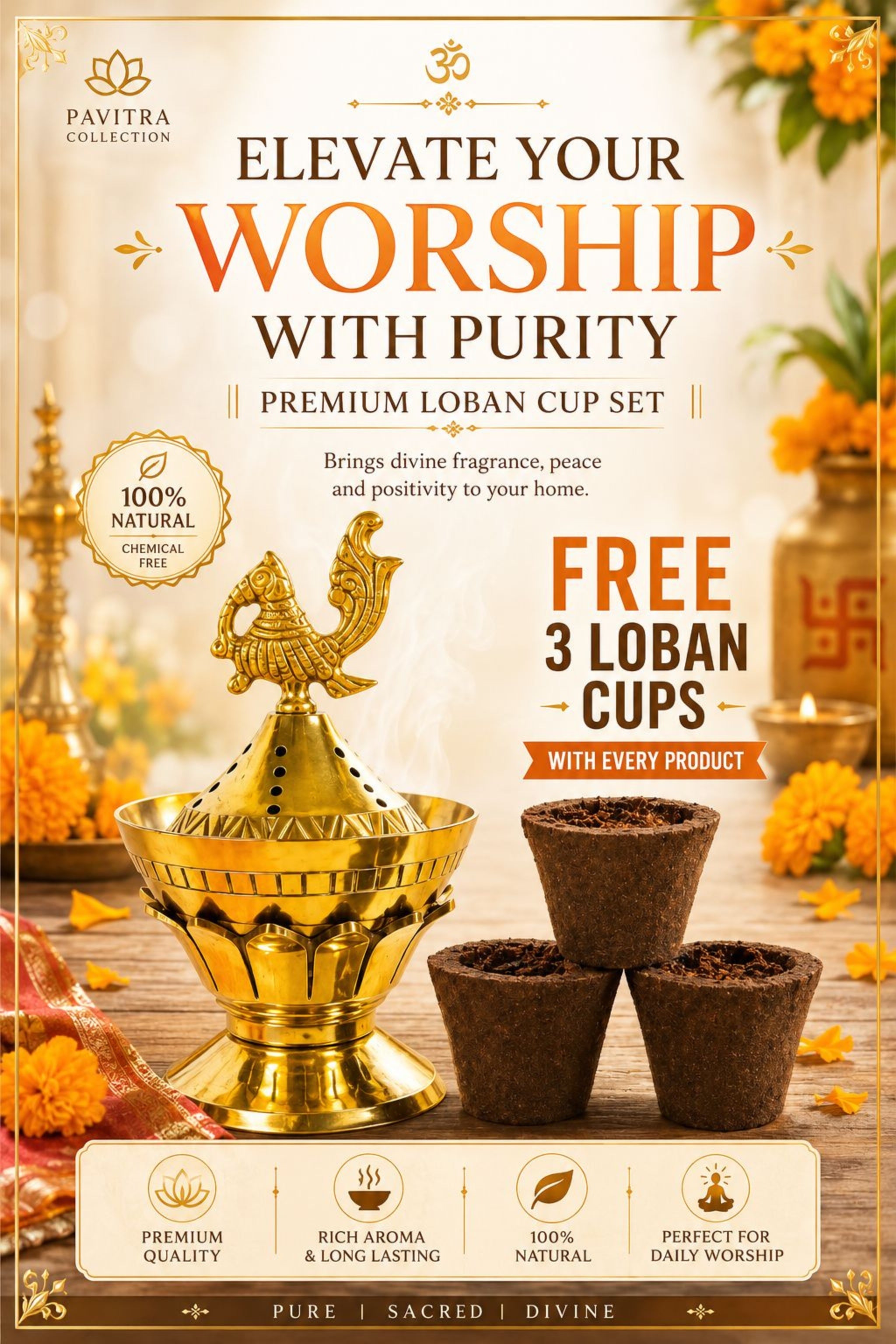 Brass Loban Incense Burner | Peacock Design Dhoop Dani Dhuni Sambrani Bakhoor Burner | Decorative Incense Holder for Home & Temple