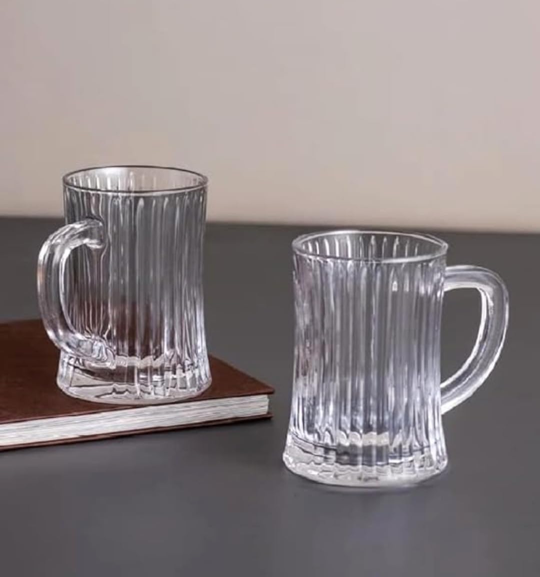 Premium Glass Beer Mug 600 ML With Handle | Heavy Thick Beer Stein For Beer Coffee Juice Water | Classic Bar Mug For Home Pub & Gifting