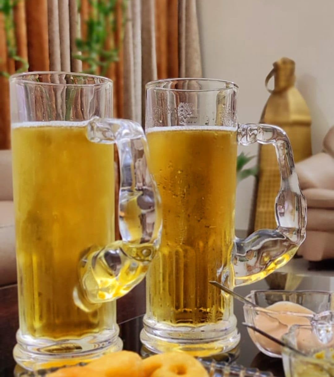 Premium Glass Beer Mug 600 ML | Heavy Thick Beer Stein with Handle | Frosted Style Large Beer Glass for Beer, Water, Juice & Drinks | Lead-Free Durable Mug