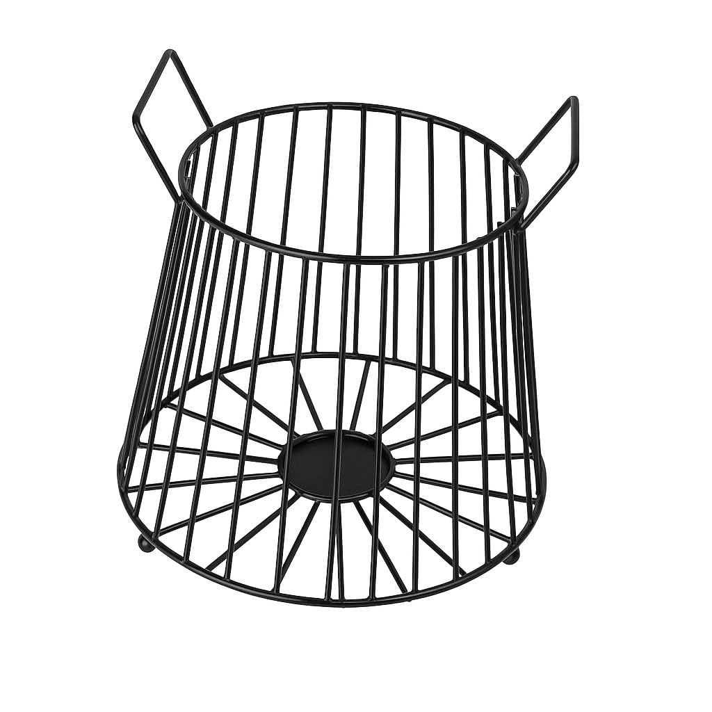 Modern Metal Fruit Basket | Round Wire Storage Basket with Handles | Decorative Kitchen & Dining Table Organizer