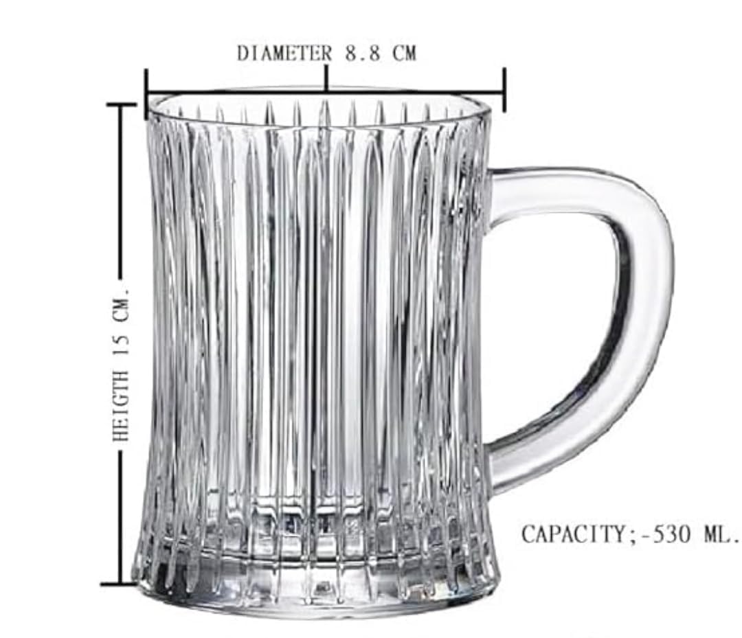 Premium Glass Beer Mug 600 ML With Handle | Heavy Thick Beer Stein For Beer Coffee Juice Water | Classic Bar Mug For Home Pub & Gifting