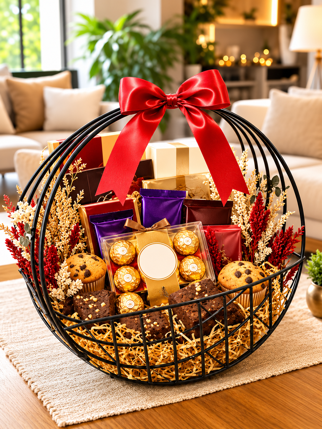 Modern Metal Fruit Basket with Arch Handle | Semi Round Wire Storage Basket | Kitchen & Dining Organizer