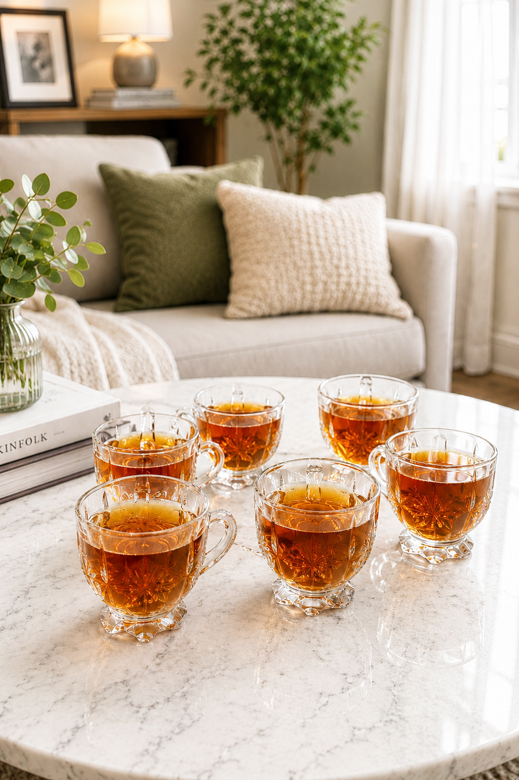 Premium Transparent Glass Cup Set with Metal Stand | 6 Pcs Designer Tea & Coffee Cups | Elegant Clear Glassware with Space-Saving Holder | Modern Drinkware for Home, Kitchen & Gifting