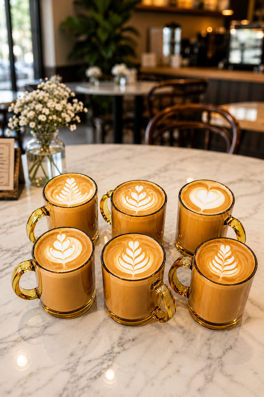 Premium Amber Glass Cup Set with Metal Stand | 6 Pcs Transparent Tea & Coffee Cups (300 ml) | Elegant Glassware with Space-Saving Holder | Durable Designer Drinkware for Home, Kitchen & Gifting