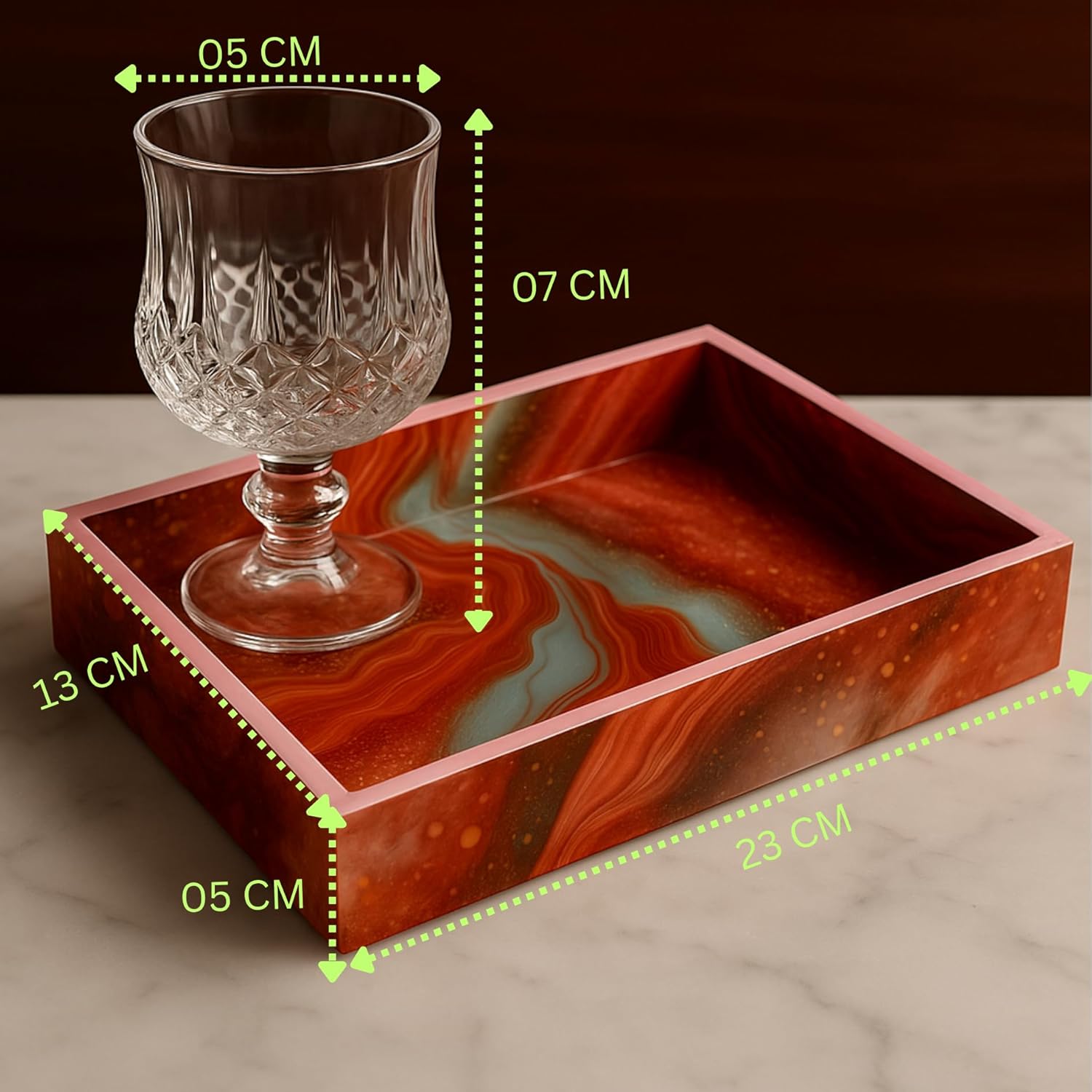 Premium Shot Glass Set Of 6 With MDF Resin Tray | Clear Designer Liqueur Glasses For Vodka, Whiskey, Tequila & Cocktails | Barware Set For Home & Parties