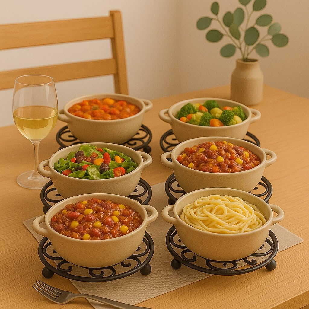 Modern Metal Trivet Stand | Round Floral Design Heat Resistant Pot Holder | Kitchen Countertop & Dining Table Protector