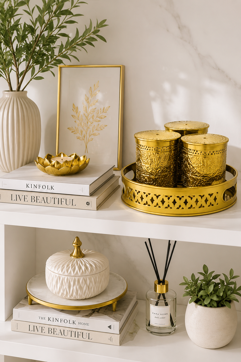 Premium Brass Dry Fruit Container Set with Tray | 3 Storage Jars with Lids | Decorative Brass Serveware | Dry Fruit, Mukhwas, Candy & Spice Organizer | Gift Set