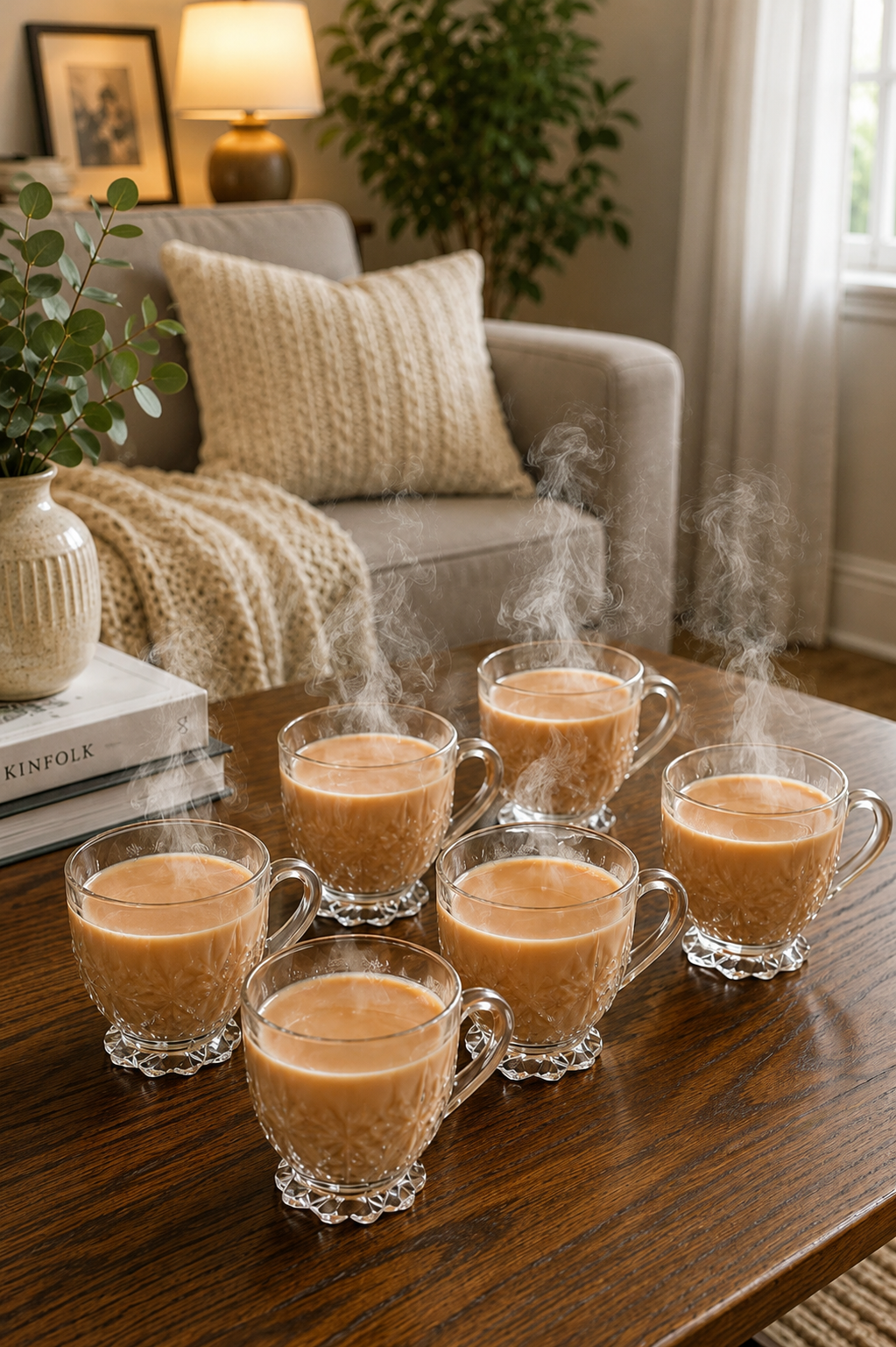 Premium Transparent Glass Cup Set with Metal Stand | 6 Pcs Designer Tea & Coffee Cups | Elegant Clear Glassware with Space-Saving Holder | Modern Drinkware for Home, Kitchen & Gifting