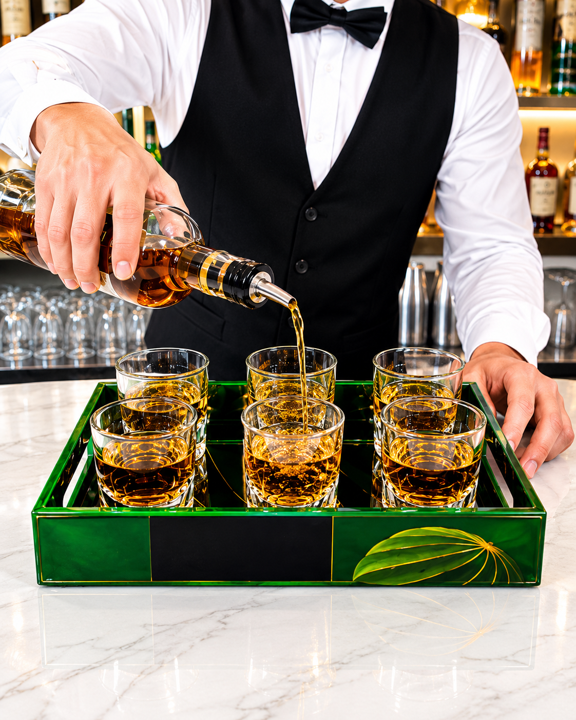Skull Shot Glass Set Of 6 With MDF Resin Tray | 50ml Clear Skull Design Glasses For Vodka, Whiskey, Tequila & Cocktails | Barware Set For Parties & Gifting