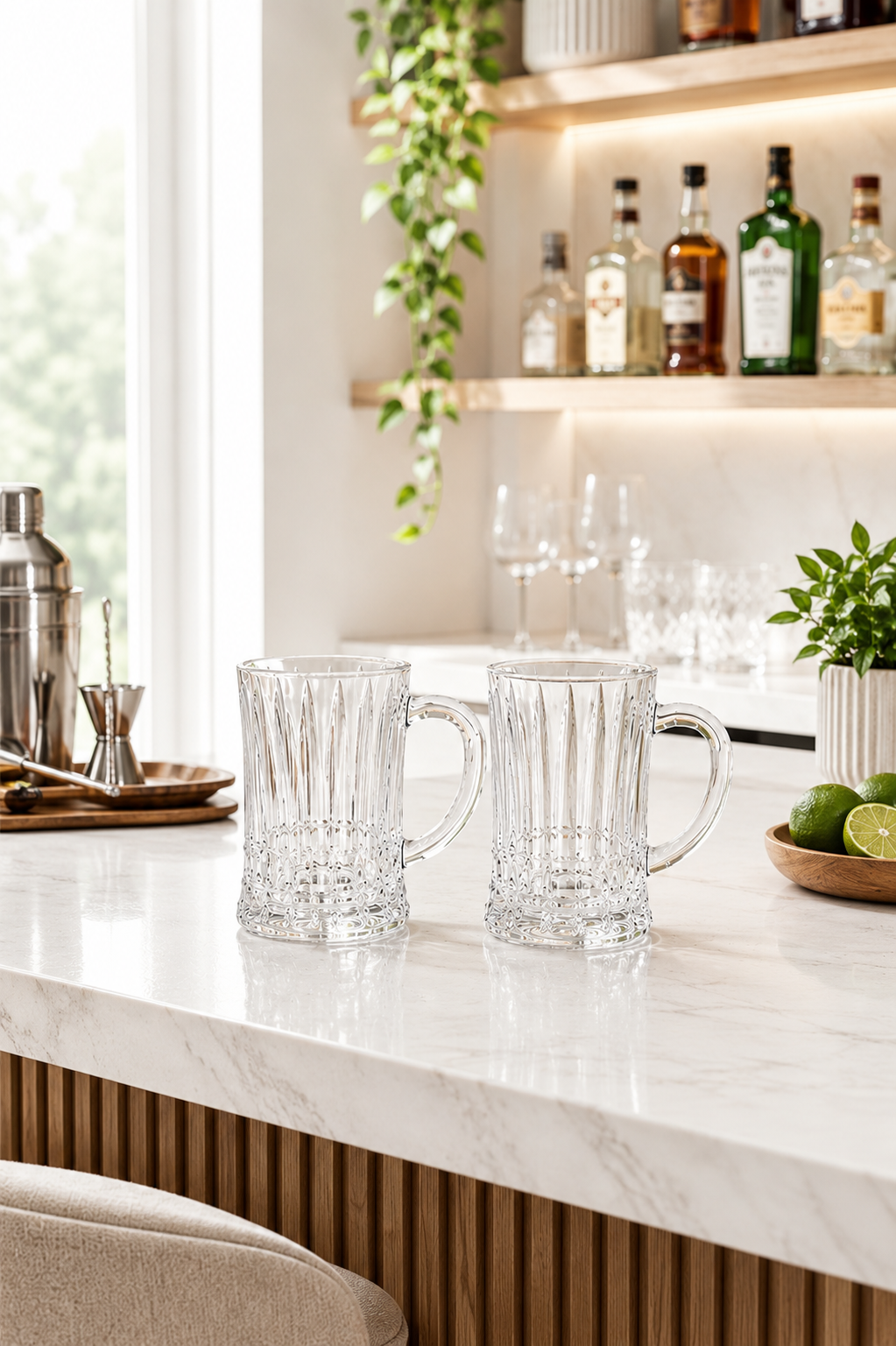 Premium Glass Beer Mug 600 ML With Handle | Heavy Thick Beer Stein For Beer Coffee Juice Water | Classic Bar Mug For Home Pub & Gifting