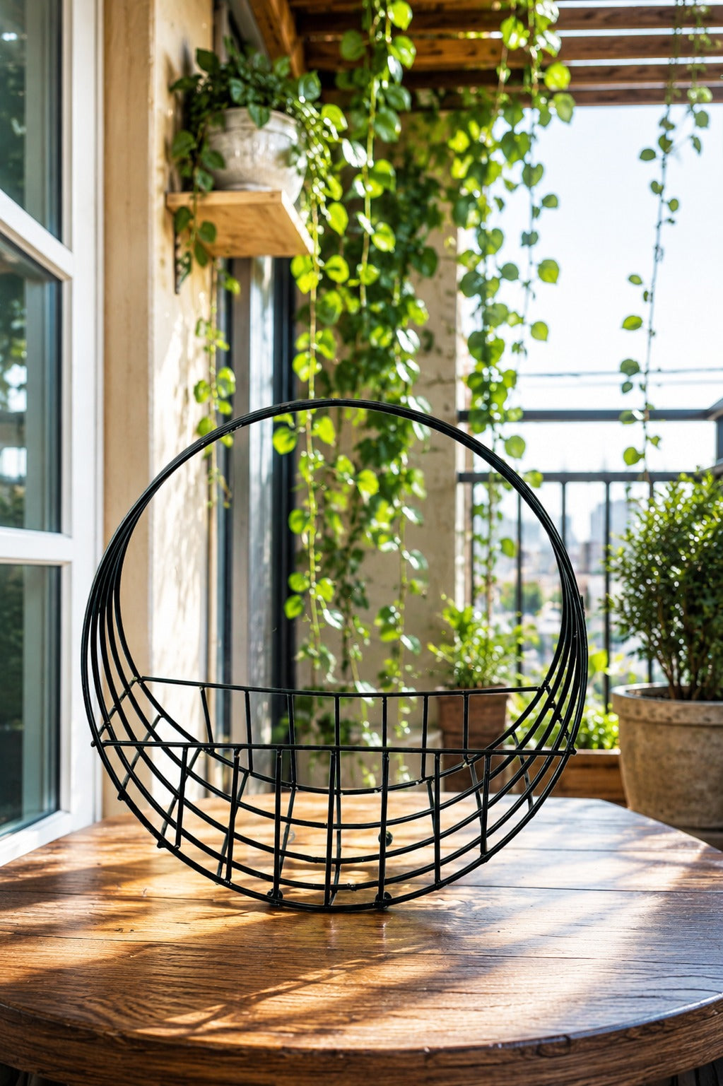 Modern Metal Fruit Basket with Arch Handle | Semi Round Wire Storage Basket | Kitchen & Dining Organizer