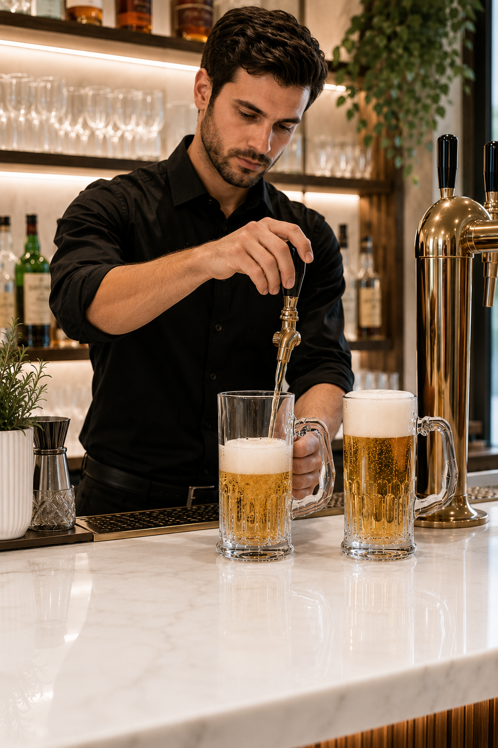 Premium Glass Beer Mug 600 ML | Heavy Thick Beer Stein with Handle | Frosted Style Large Beer Glass for Beer, Water, Juice & Drinks | Lead-Free Durable Mug