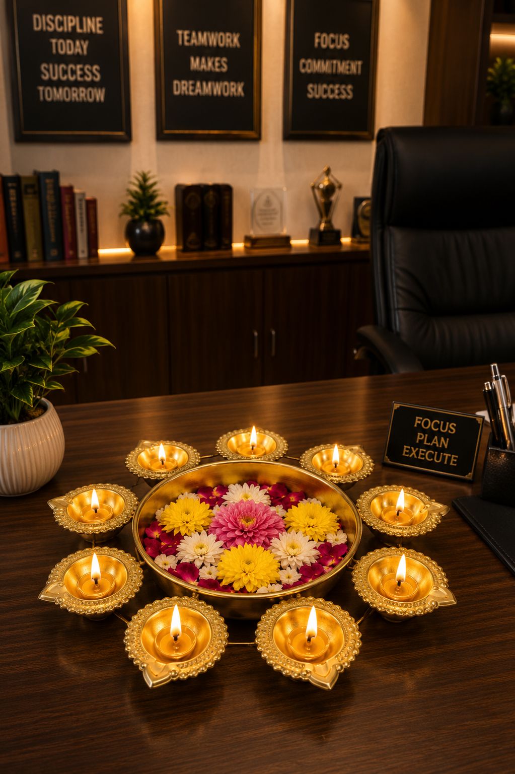 Premium Iron Urli with 8 Diya Holders | Decorative Metal Floating Flower Bowl for Water, Candles & Rangoli | Traditional Urli for Diwali, Pooja, Wedding, Festivals & Home Decoration