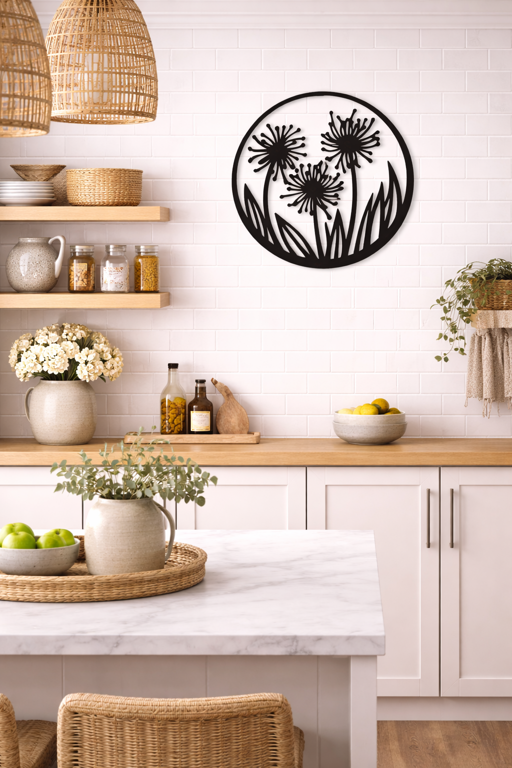 Premium Black Metal Floral Wall Art | Elegant Round Flower Wall Hanging | Modern Minimal Wall Décor for Living Room, Bedroom & Office | Artistic Home Accent Piece