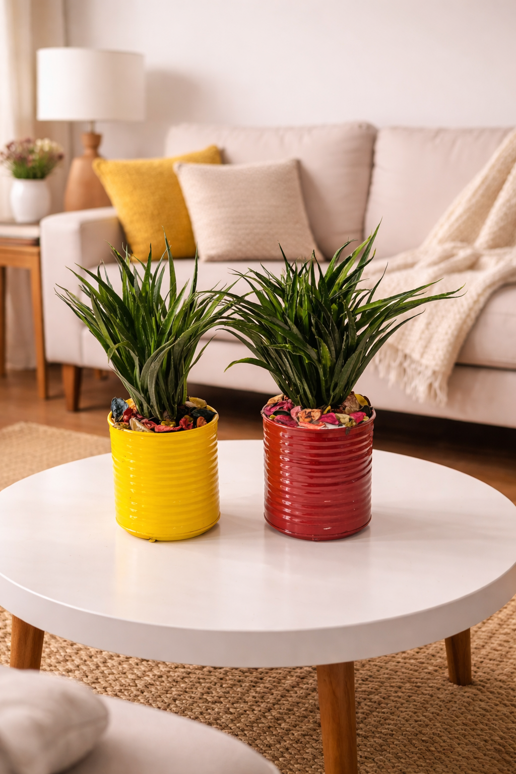 Premium Metal Planter Pots Set of 2 | Multicolor Decorative Indoor Plant Pots | Round Iron Flower Pots for Tabletop Home Living Room Office Décor | Modern Garden Planters