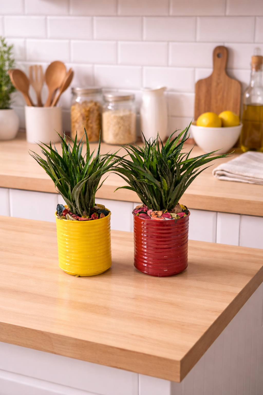 Premium Metal Planter Pots Set of 2 | Multicolor Decorative Indoor Plant Pots | Round Iron Flower Pots for Tabletop Home Living Room Office Décor | Modern Garden Planters