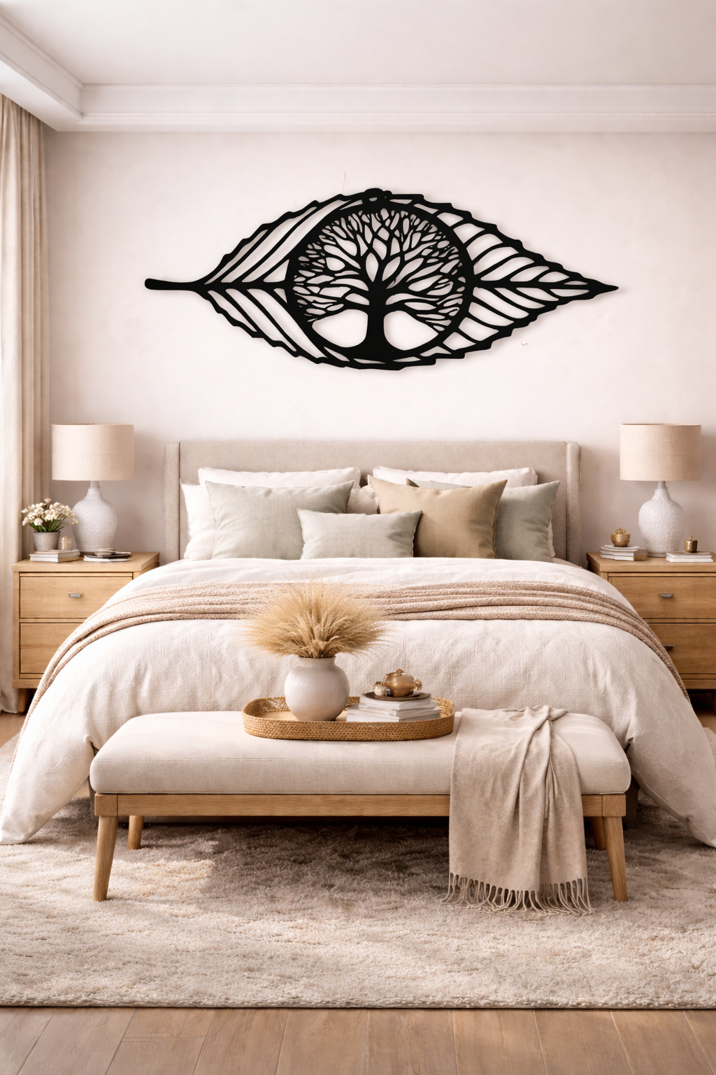 Premium Black Metal Tree Leaf Wall Art | Elegant Nature-Inspired Wall Hanging | Modern Wall Décor for Living Room, Bedroom & Office | Luxury Artistic Home Accent