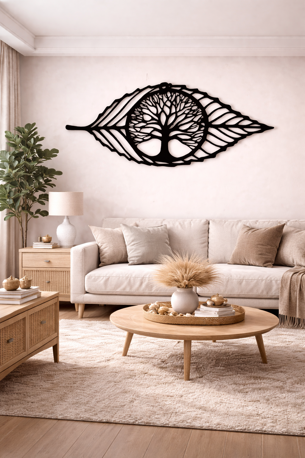 Premium Black Metal Tree Leaf Wall Art | Elegant Nature-Inspired Wall Hanging | Modern Wall Décor for Living Room, Bedroom & Office | Luxury Artistic Home Accent