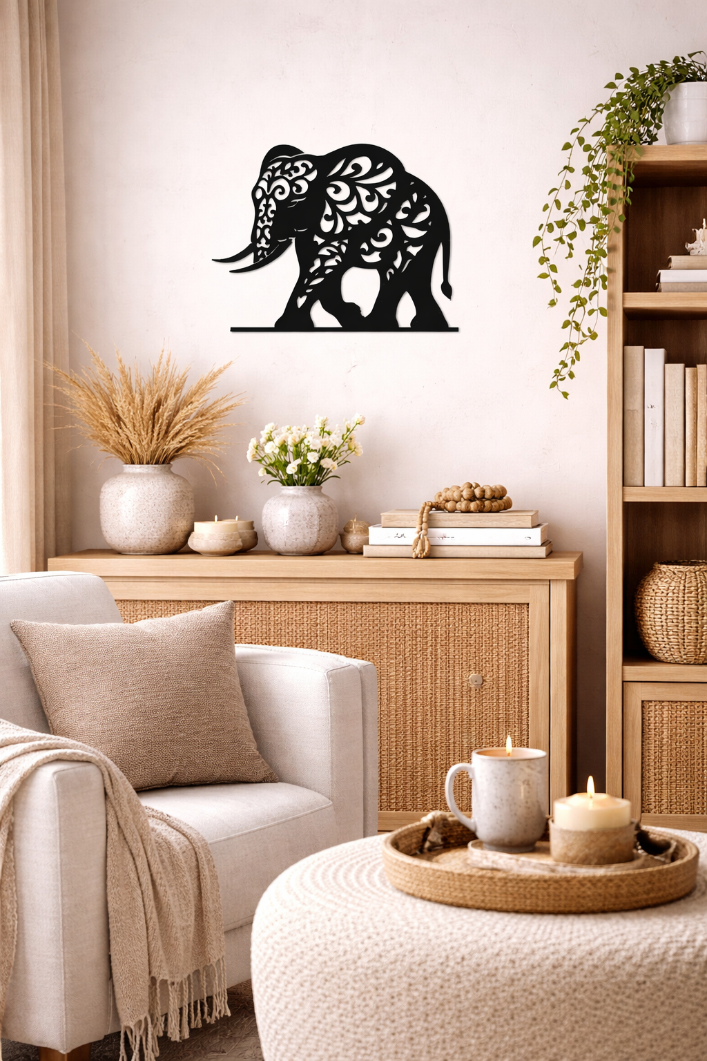 Premium Black Metal Elephant Wall Art | Elegant Decorative Wall Hanging | Modern Animal Wall Décor for Living Room, Bedroom & Office | Artistic Home Accent Piece