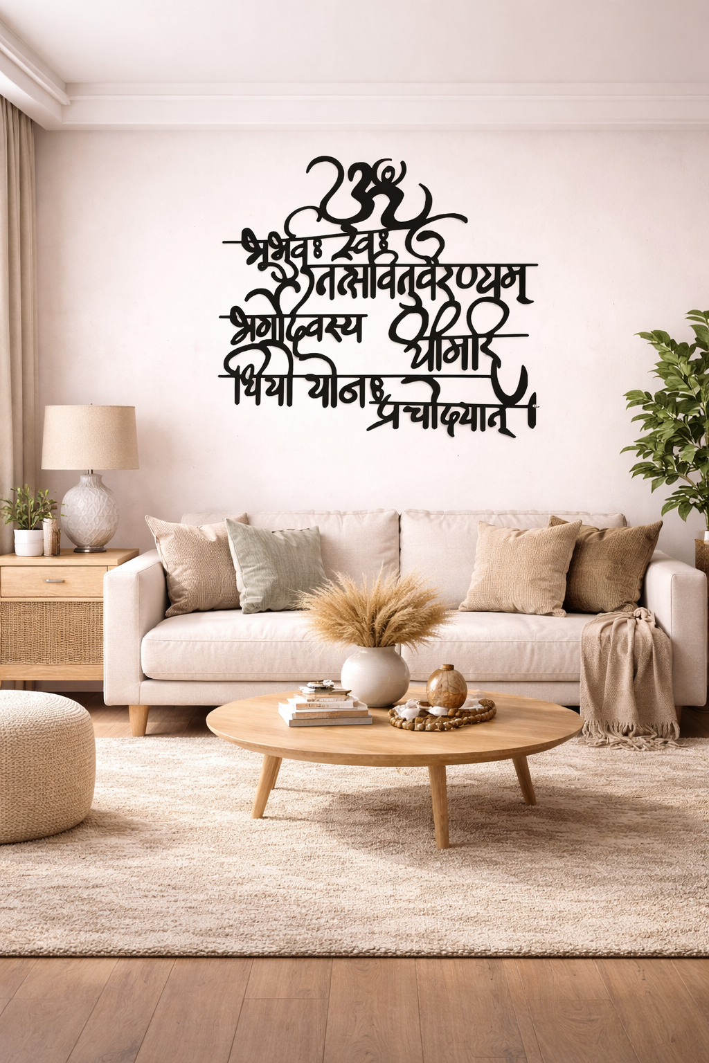 Premium Om Sanskrit Metal Wall Art | Spiritual Mantra Wall Hanging | Elegant Black Wall Décor for Living Room, Bedroom & पूजा Room | Modern Devotional Home Accent