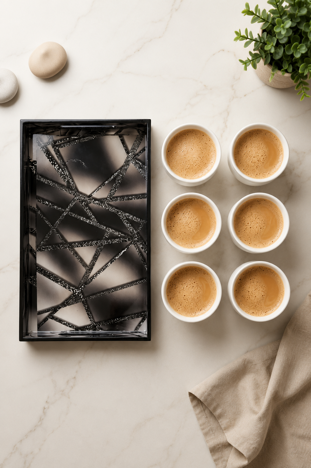 Premium 6 Ceramic Tea & Coffee Cup Set with Designer Serving Tray | White Ribbed Coffee Mug Set for Tea, Coffee, Milk & Desserts | Elegant Drinkware for Home, Office & Gifting