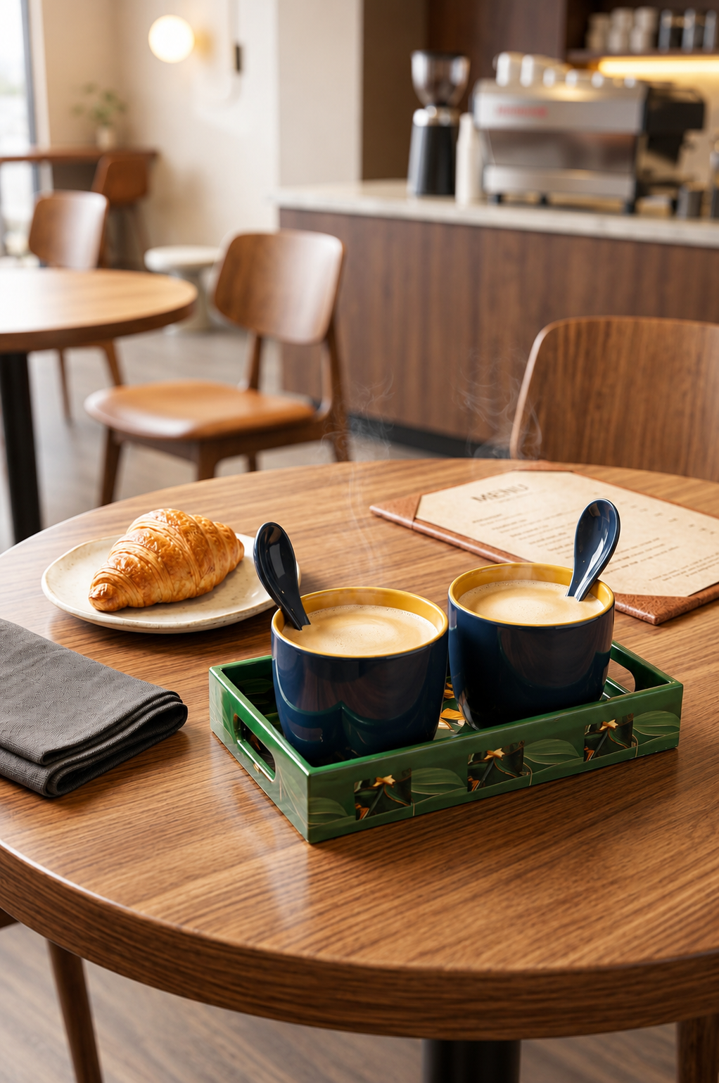 Premium 2 Ceramic Coffee Mug Set with Serving Tray, Coasters & Ceramic Spoons | Tea & Coffee Cup Gift Set | Elegant Drinkware for Home, Office & Gifting