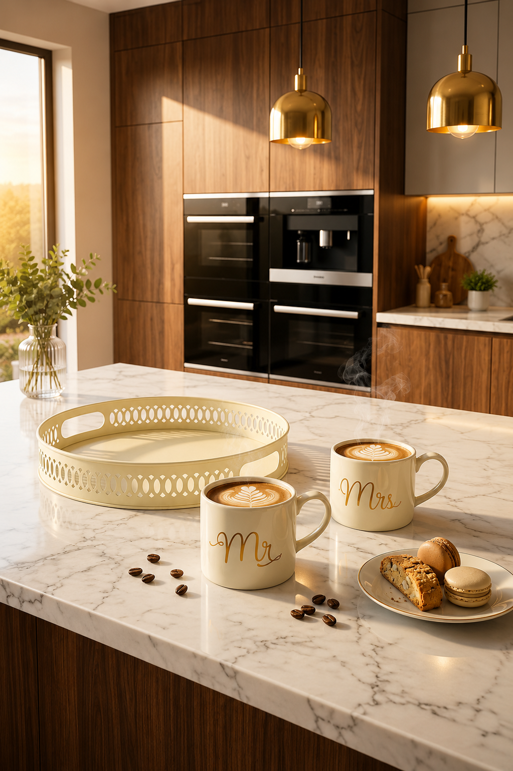 Premium Mr & Mrs Ceramic Coffee Mug Set with Decorative Metal Serving Tray | Couple Coffee Cup Set for Tea, Coffee & Hot Beverages | Elegant Gift Set for Wedding, Anniversary & Home Décor