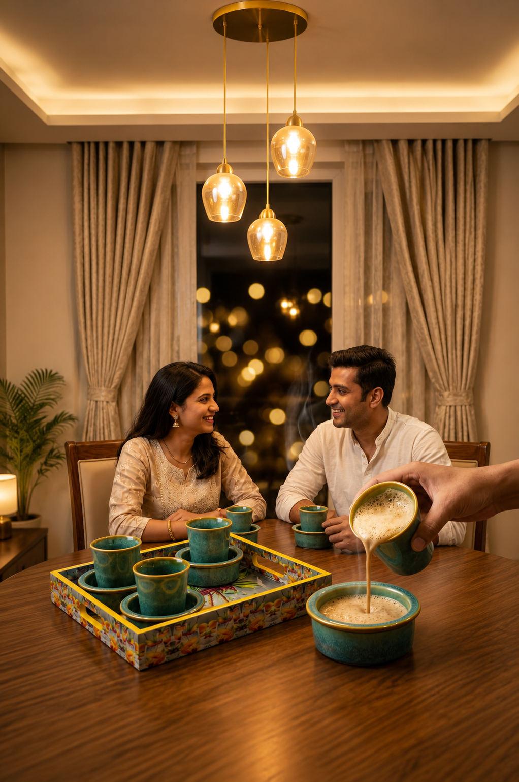 Premium 4 Ceramic South Indian Filter Coffee Cup Set with Designer Serving Tray | Traditional Coffee Tumbler Set for Espresso, Tea & Coffee | Elegant Drinkware for Home, Office & Gifting