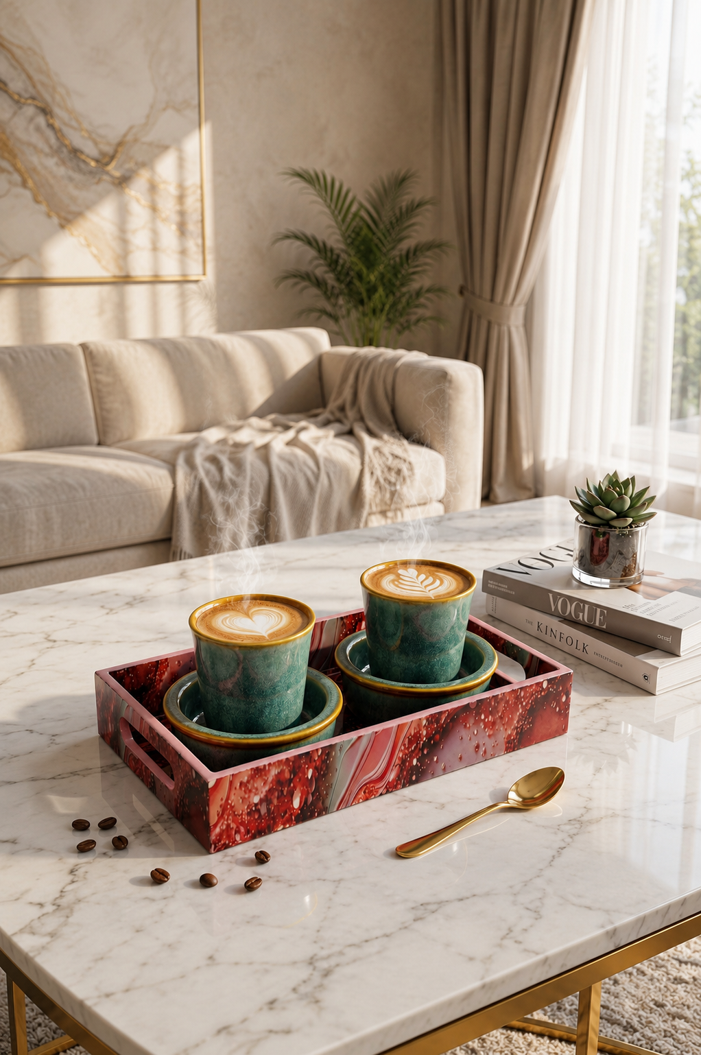 Premium 2 Ceramic South Indian Filter Coffee Cup Set with Designer Serving Tray | Traditional Coffee Tumbler Set for Tea, Espresso & Coffee | Elegant Drinkware for Home, Office & Gifting
