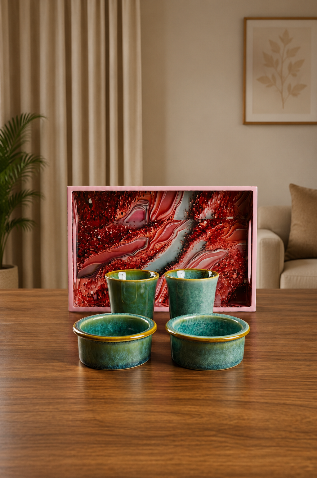 Premium 2 Ceramic South Indian Filter Coffee Cup Set with Designer Serving Tray | Traditional Coffee Tumbler Set for Tea, Espresso & Coffee | Elegant Drinkware for Home, Office & Gifting