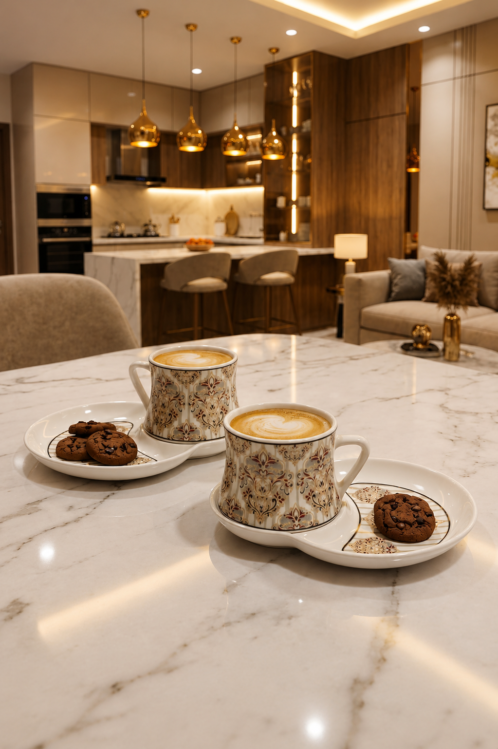 Premium Ceramic Tea & Coffee Cup Set with Matching Snack Plates (2 Cups + 2 Plates) | Luxury Floral Coffee Mug Gift Set in Premium Gift Box | Elegant Drinkware for Home & Gifting