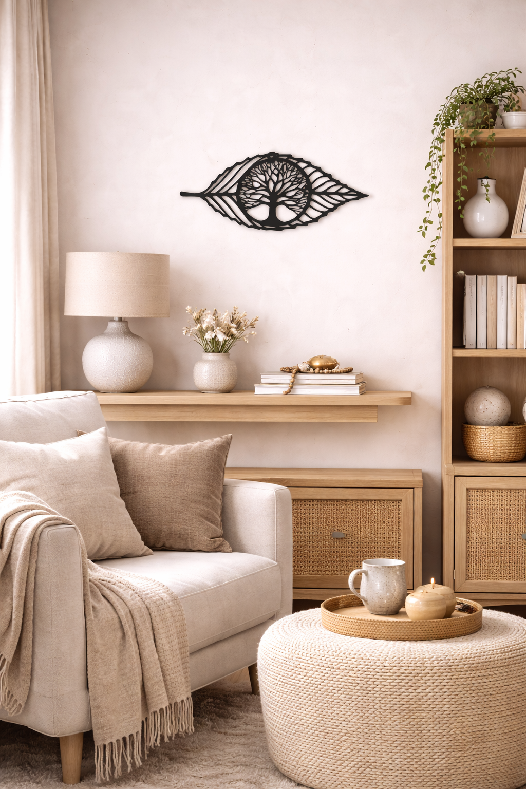 Premium Black Metal Tree Leaf Wall Art | Elegant Nature-Inspired Wall Hanging | Modern Wall Décor for Living Room, Bedroom & Office | Luxury Artistic Home Accent