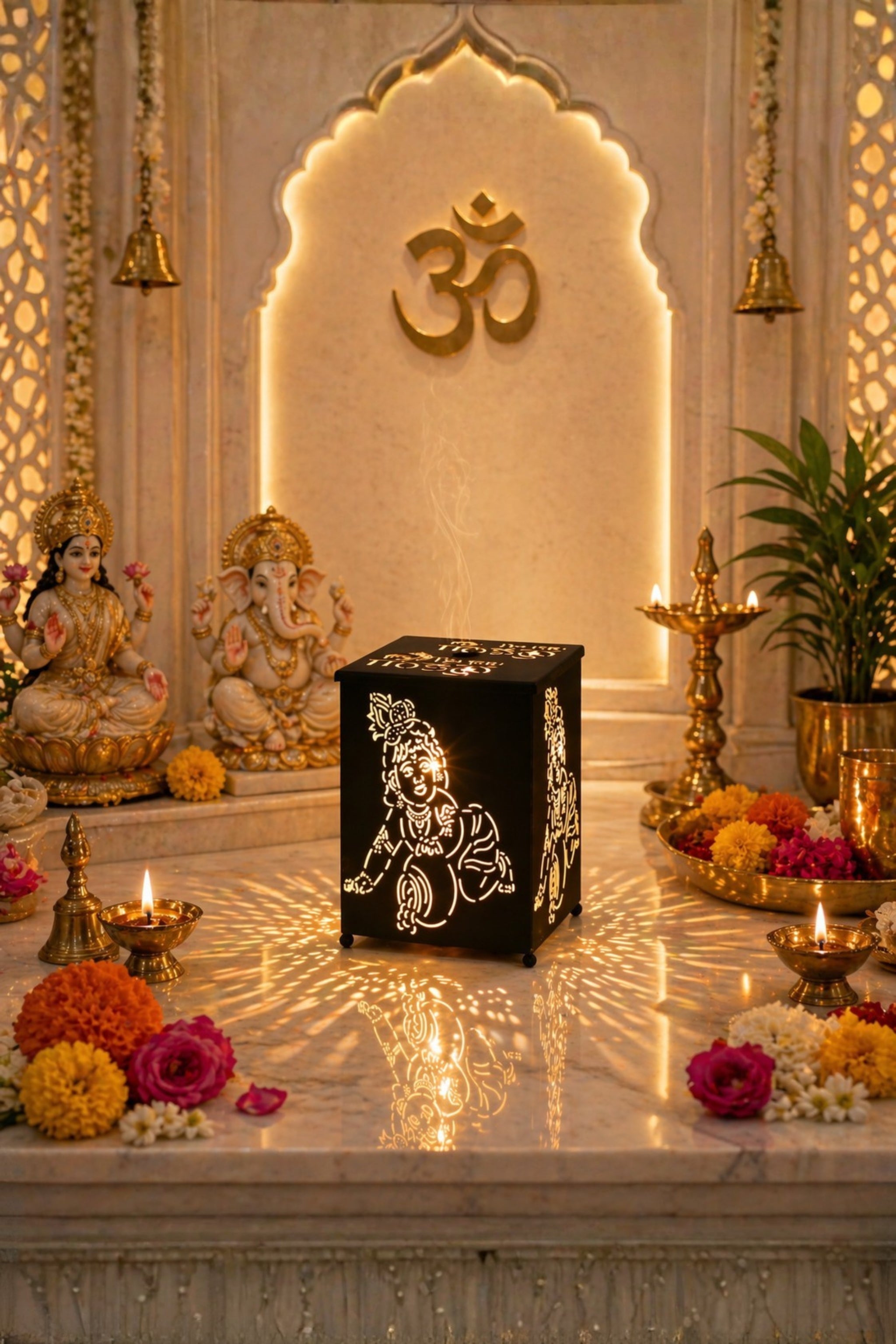 Bal Krishna LED Shadow Lamp with Cutwork Design | Decorative Spiritual Night Light for Temple, Pooja Room & Home Decor | Metal Lamp for Janmashtami, Diwali & Religious Gifting