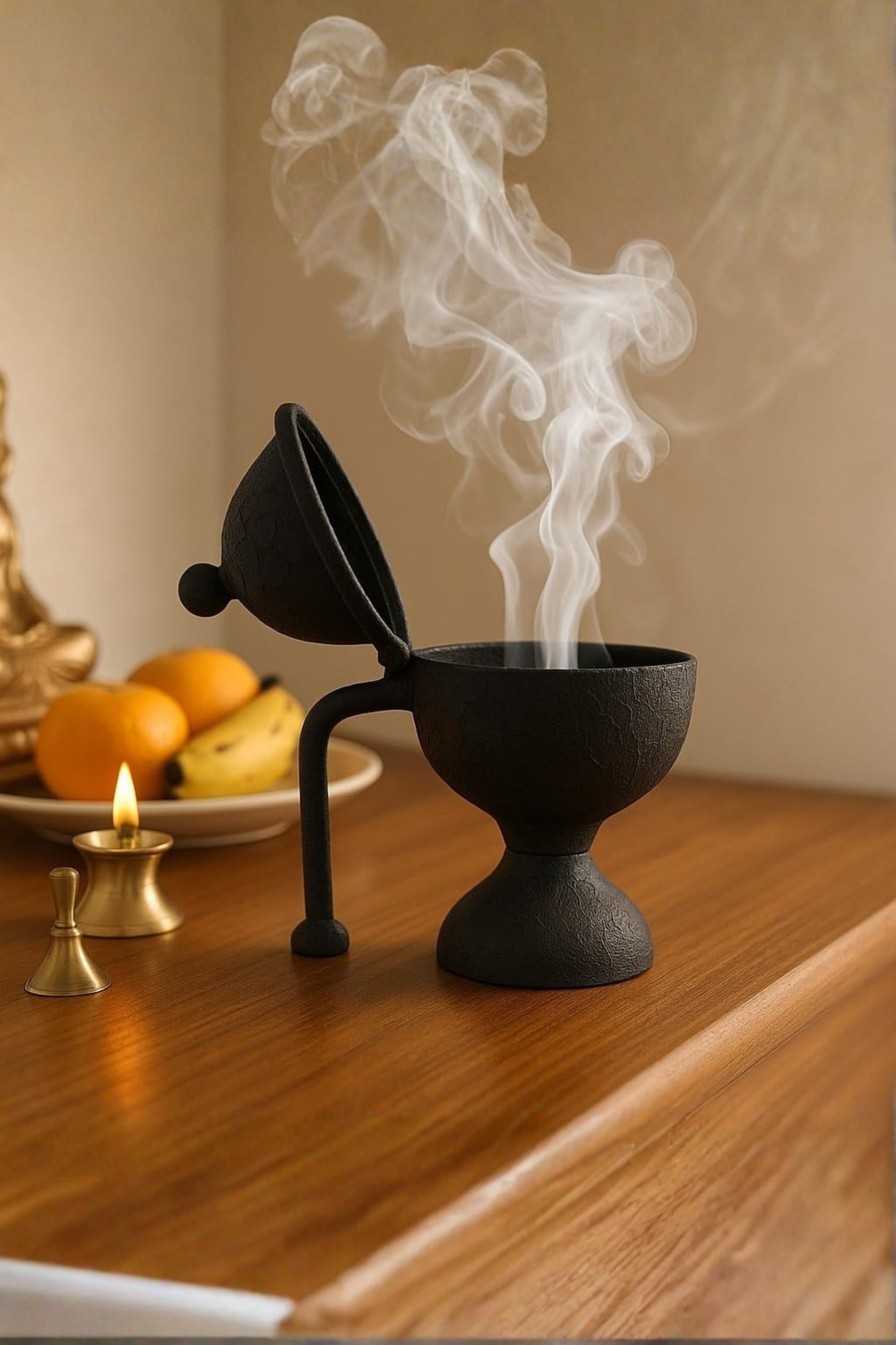 Metal Dhoop Dani with Lid for Pooja, Loban & Sambrani Burning | Covered Incense Burner for Home Temple, Havan & Meditation | Traditional Vastu Decor & Festive Gift Item