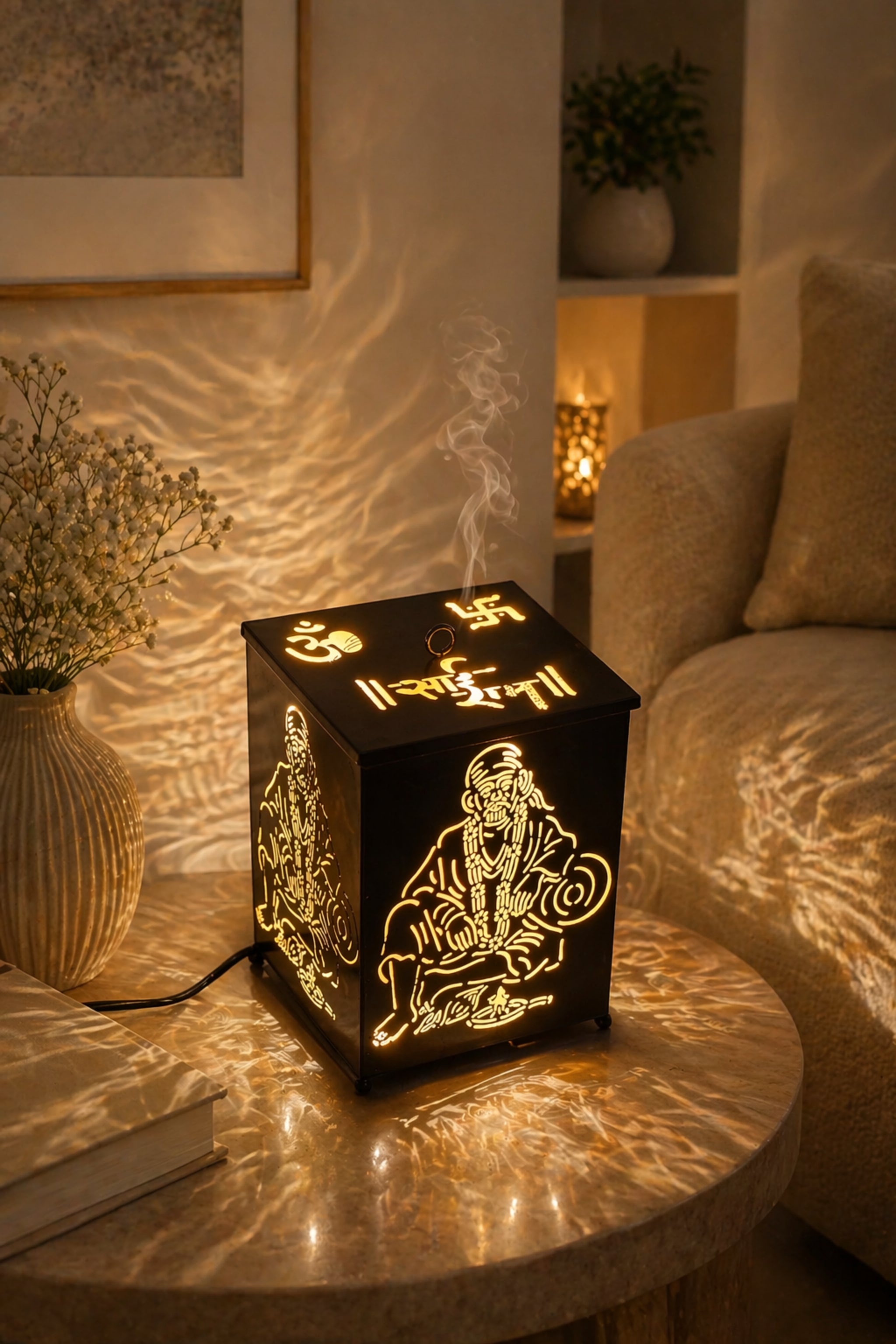 Metal Electric Aroma Diffuser Burner | Sai Design Bulb Heat Oil Warmer Lamp | Fragrance Diffuser for Home, Office, Spa & Meditation | Free 10 ml Aroma Oil Included