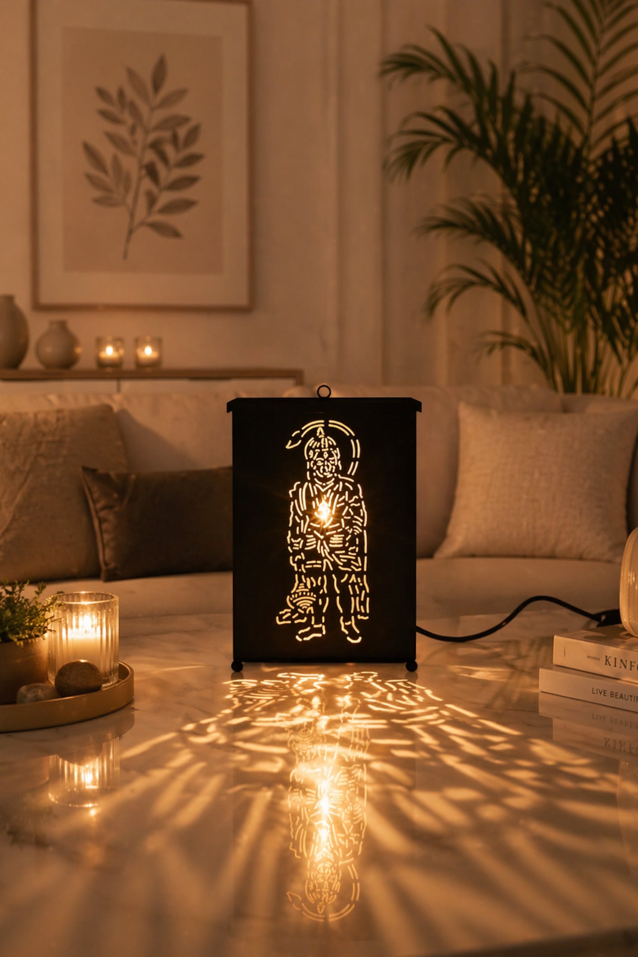 Hanuman Ji Electric Camphor Diffuser with Light Projection | Metal Aroma Burner for Home Temple, Pooja & Spiritual Décor