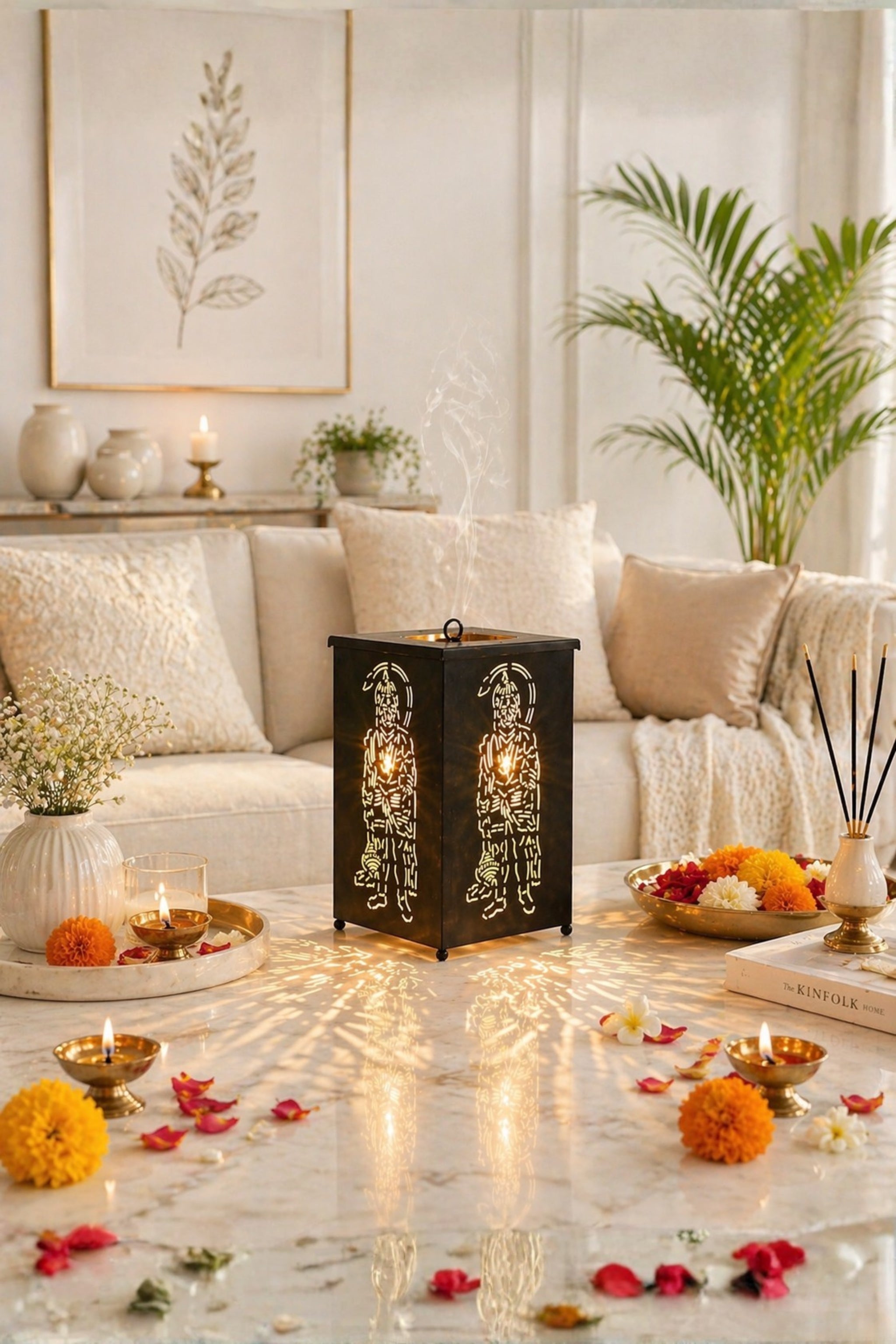 Hanuman Ji Electric Camphor Diffuser with Light Projection | Metal Aroma Burner for Home Temple, Pooja & Spiritual Décor