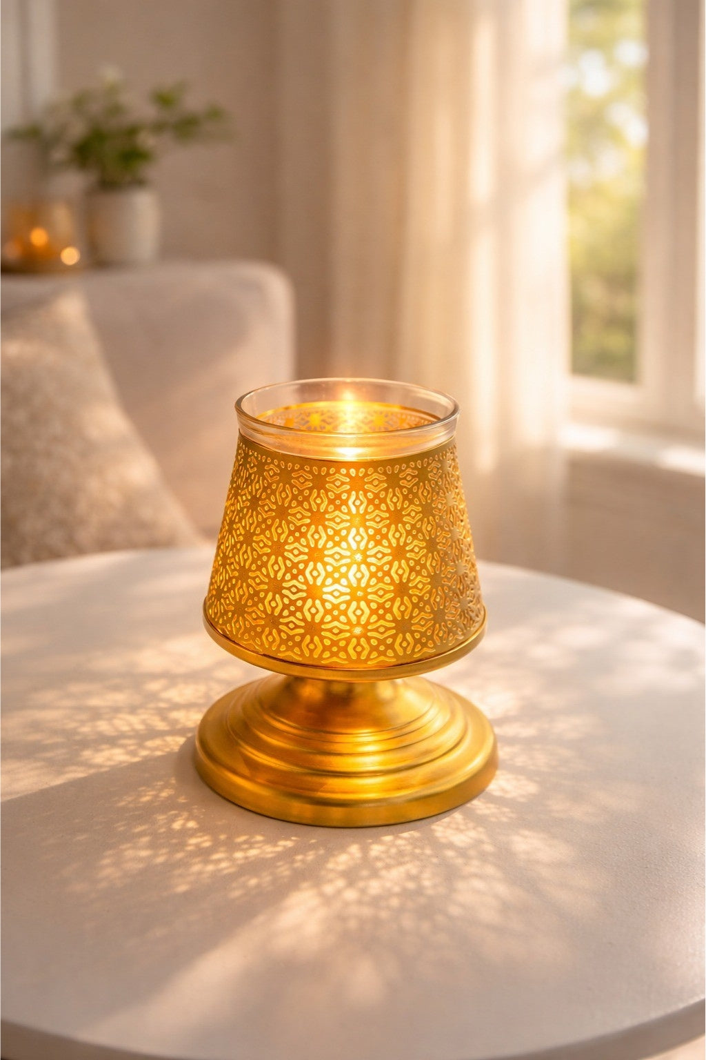 Metal Electric Aroma Diffuser Burner | Bulb Heat Oil Warmer Lamp | Fragrance Diffuser for Home, Office, Spa & Meditation | Free 10 ml Aroma Oil Included (Gold)