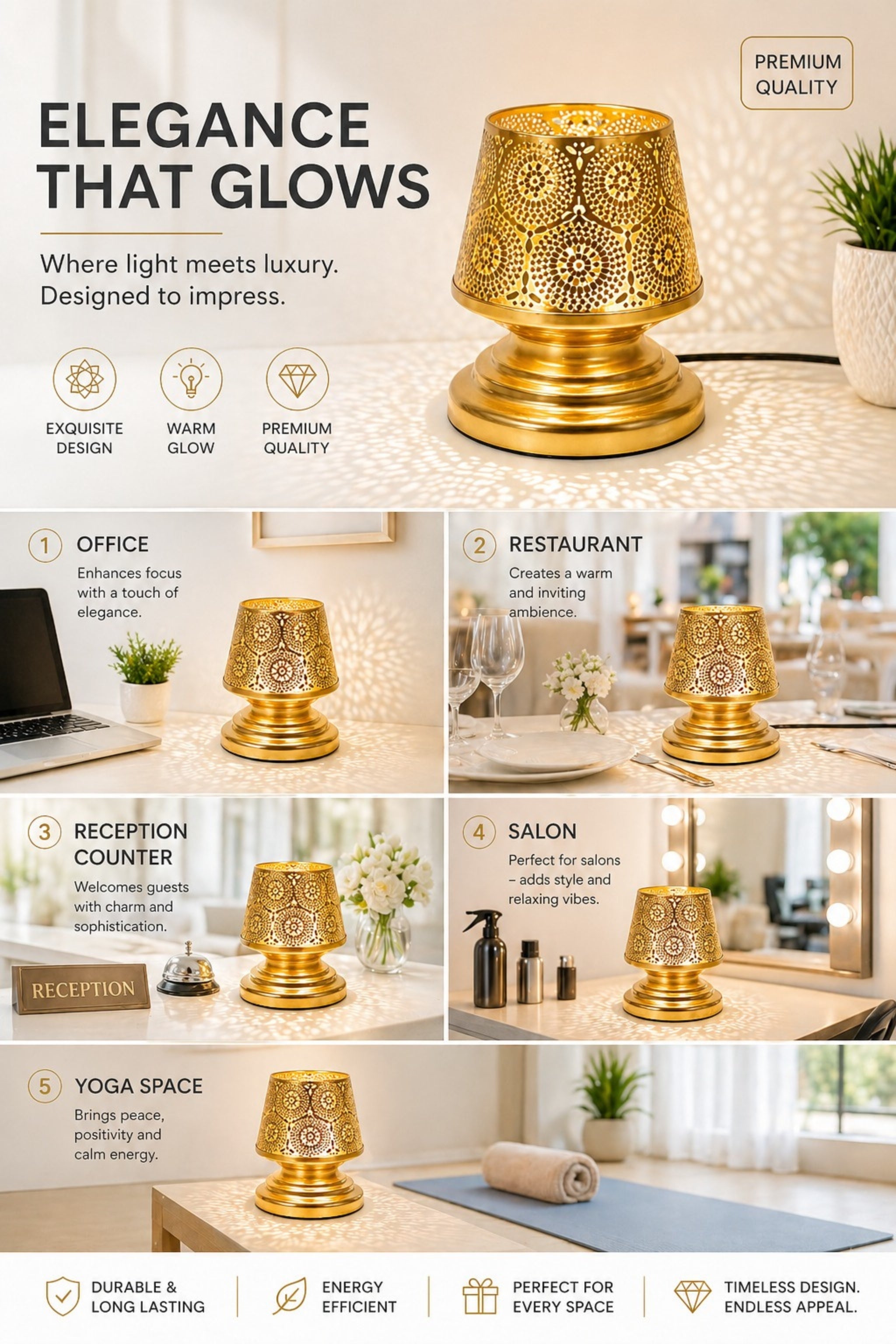 Premium Metal Aroma Diffuser Lamp with Glass Bowl | Elegant Cutwork Electric Oil Burner | Warm Ambient Light Aromatherapy Diffuser | Decorative Fragrance Lamp for Home & Gifting