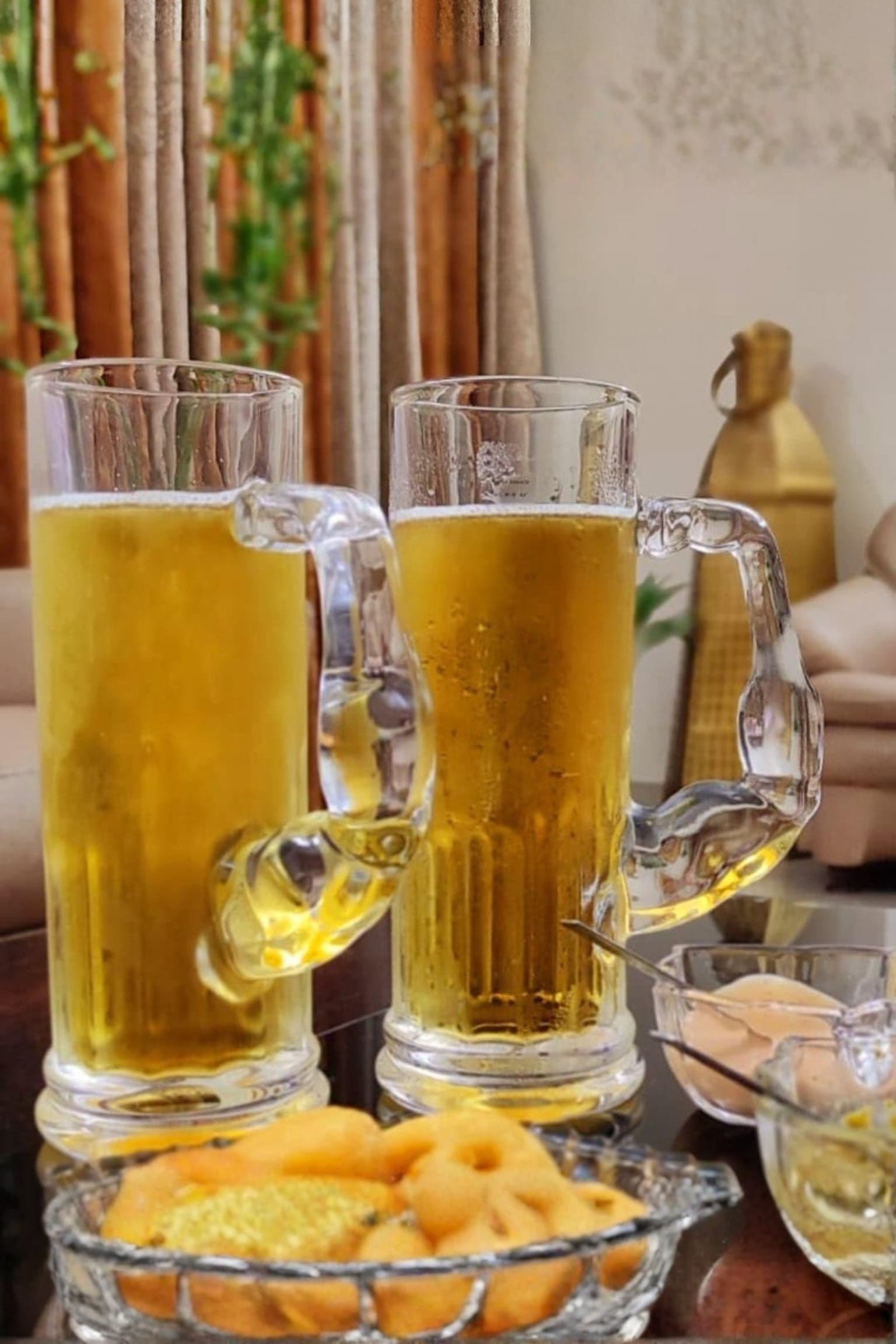 Premium Glass Beer Mug 600 ML | Heavy Thick Beer Stein with Handle | Frosted Style Large Beer Glass for Beer, Water, Juice & Drinks | Lead-Free Durable Mug